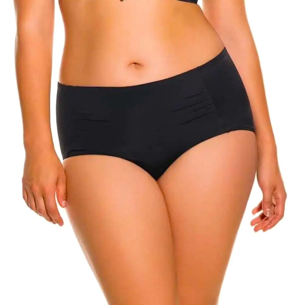 Dorina Aqua hipster ruched bikini bottom black NWT medium Fiji